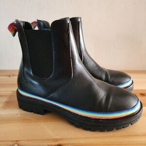 Kurt Geiger London Girls Birdie Rainbow Detail Chunky Lug Sole Chelsea Boot sz 4